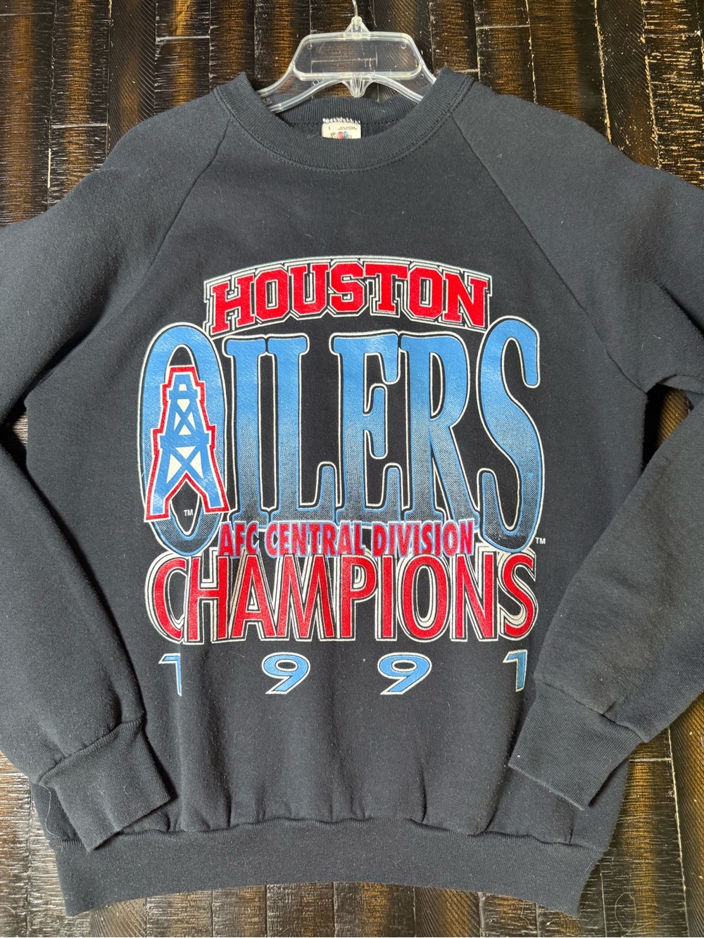 Houston Oilers 1991 Champions Black Crewneck Sweatshirt